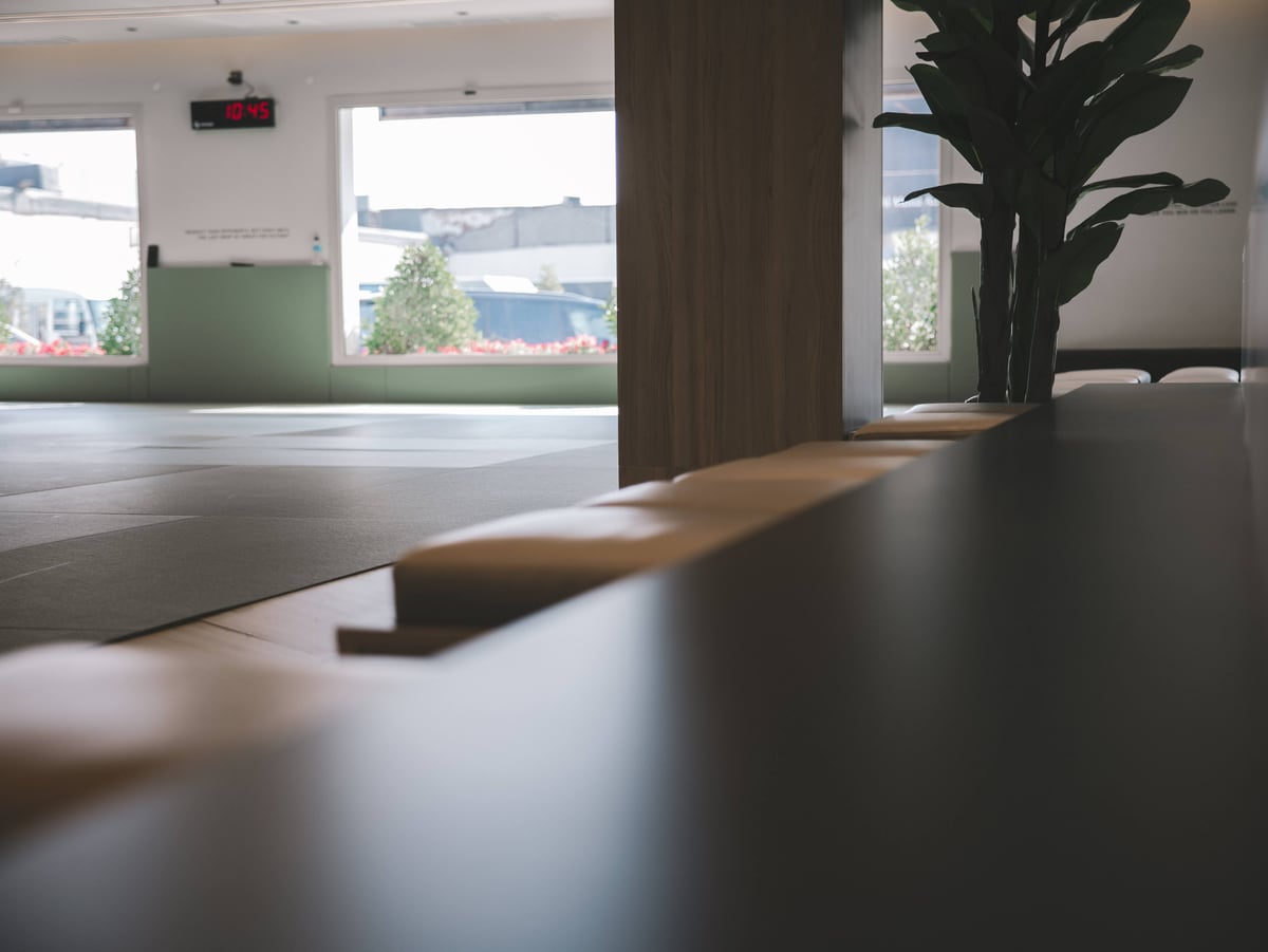 A view from the benches towards the mat space at Alliance Kuwait